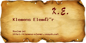 Klemens Elemér névjegykártya