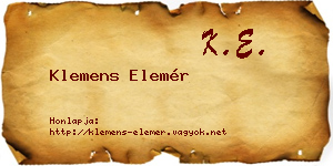 Klemens Elemér névjegykártya